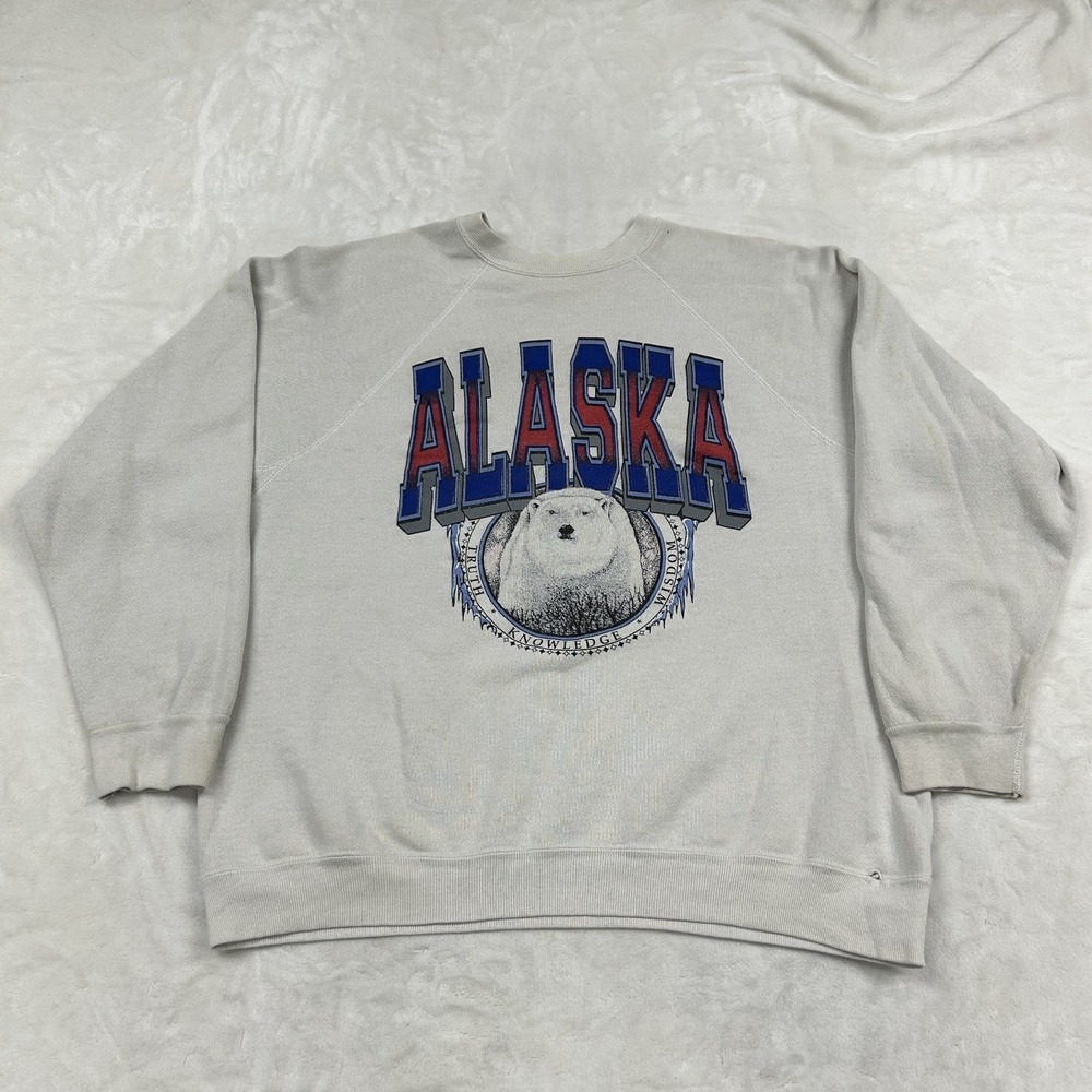 Discus Athletic Sweatshirt Mens XL Grey Vintage Alaska Polar Bear Graphic USA